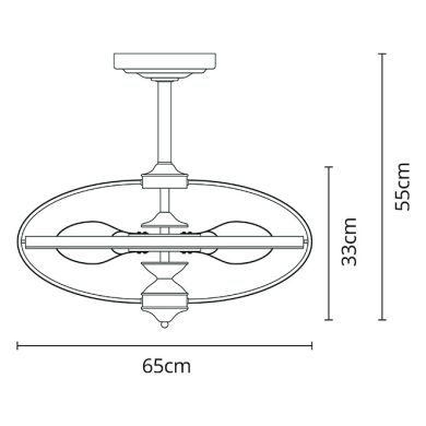 Ventoinha de tecto IMBAT castanha, 3 palas, 152W LED 3000|4000|6500K, Alt.55xD.65cm