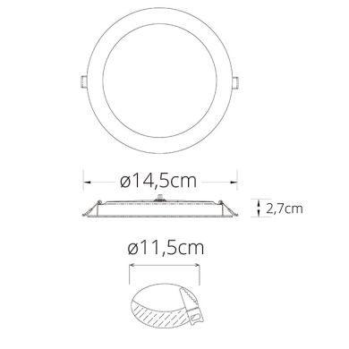 Downlight Empotrable INTEGO 2.0 redondo 15W LED 1200lm 6400K 120° Al.2,7xD.14,5cm Blanco