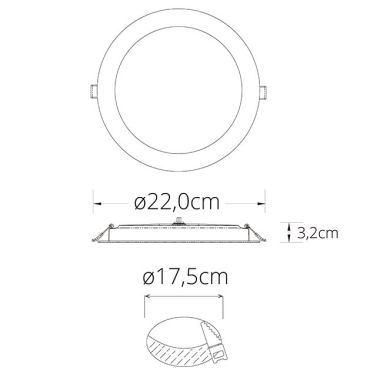 Foco de encastrar INTEGO 2.0 redondo 25W LED 2000lm 3000K 120° Alt.2,7xD.22cm Branco