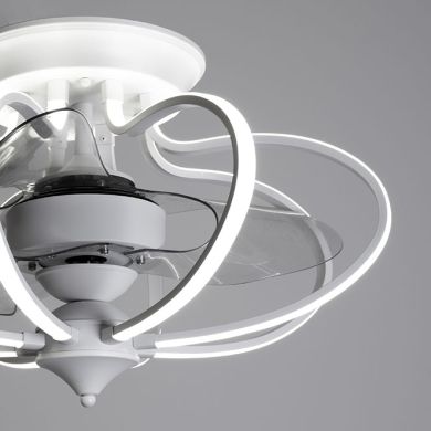 Ventilador DC KAI blanco, 3 aspas, 120W LED 3000|4000|6500K, Al.35xD.60cm