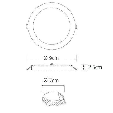 Foco de encastrar INTEGO 2.0 PC redondo 3W LED 250lm 6400K 120° Alt.2,5xD.9cm Branco