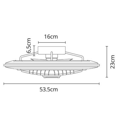 Ventilador AC GENEVA blanco, 5 aspas, 70W LED 3000-6500K, Al.23xD.53,5cm