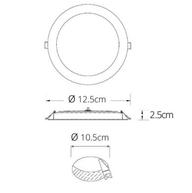 Foco de encastrar INTEGO 2.0 PC redondo 6W LED 600lm 6400K 120° Alt.2,5xD.12,5cm Branco