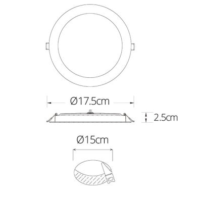 Downlight Empotrable INTEGO 2.0 PC redondo 12W LED 1200lm 3000K 120° Al.2,5xD.17,5cm Blanco