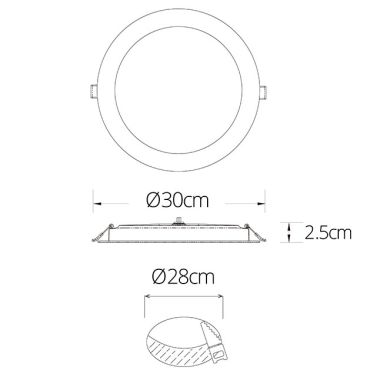 Foco de encastrar INTEGO 2.0 PC redondo 24W LED 2500lm 3000K 120° Alt.2,5xD.30cm Branco