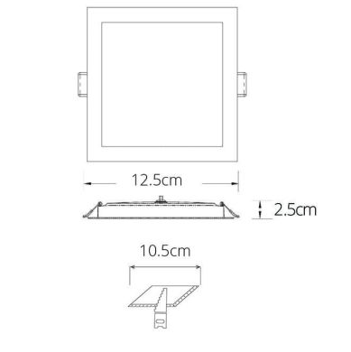 Foco de encastrar INTEGO 2.0 PC quadrado 6W LED 600lm 4000K 120° C.12,5xL.12,5xAlt.2,5cm Branco