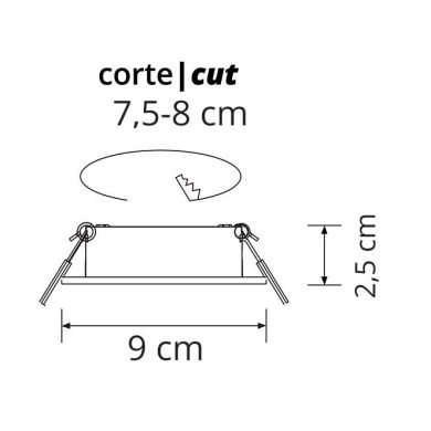 Aro de encastrar INTECA redondo rotativo Alt.2,5xD.9cm Branco