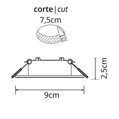 Aro para plafond INTECA PC quadrado C.9xL.9xAlt.2,5cm Policarbonato (PC) Branco