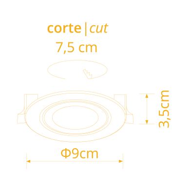 Round recessed ring ONIRO ABS H.3,4xD.9cm in white ABS