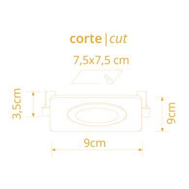 Square recessed ring ONIRO ABS L.9xW.9xH.3,5cm in white ABS