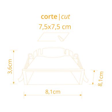 Aro de encastrar ONIRO ABS quadrado C.8,1xL.8,1xAlt.3,5cm em ABS branco