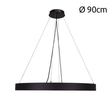 Colgante LineX Circle LED CCT 60W 6000lm 3000K/4000K/6400K Al.Reg.xD.90cm negro