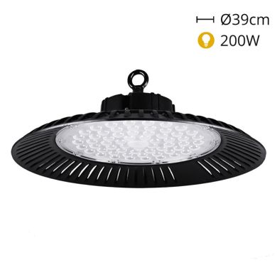 Campana ECOVISION IP65 1x200W LED 16000lm 6400K 90° Al.12xD.39cm Negro