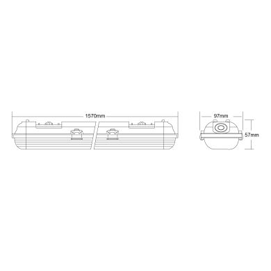 Armadura Estanca LINESTA TypeC IP65 2xG13 T8 LED 150cm C.157xL.9,7xA.5,7cm Gris