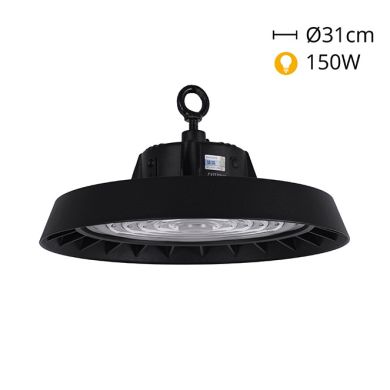 Campana MEGAVISION IP65 1x150W LED 22500lm 6500K 90° Al.11xD.31cm Negro