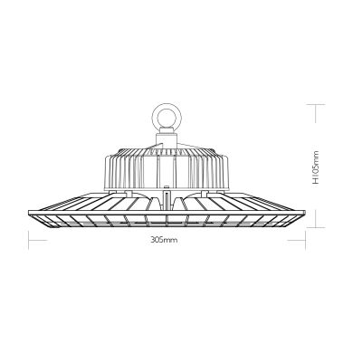 High Bay MEGAVISION 150W/120W/90W LED 150lm/W 6500K 90° IP65 H.11xD.36cm Black