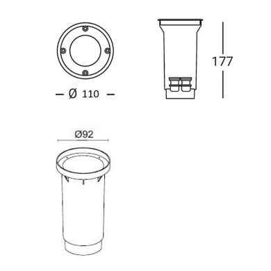 Ground Recessed Lamp ORMA round IP65 1xGU10 H.0,3xD.10cm Stainless Steel