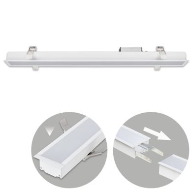 Recessed Linear Light LINEX B2 60cm 1x20W LED 1600lm 6400K 110° L.61,5xW.6,5xH.3,5cm White