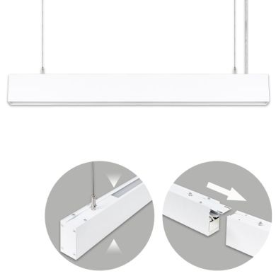 Suspending Light LINEX B2 120cm 1x40W LED+1x16W LED 3200lm 4000K 110° L.118xW.4xH.Reg.cm White