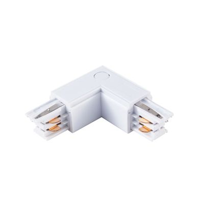 Conector derecho en forma de "L" para carril de superficie LINE PRO (4 hilos) en aluminio blanco