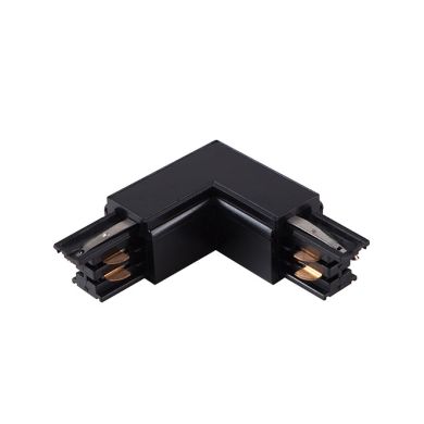 Conector derecho en forma de "L" para carril de superficie LINE PRO (4 hilos) en aluminio negro