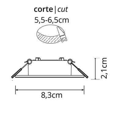 Frame for Downlight INTECA round fixed with grounded wire H.2,1xD.8,3cm White