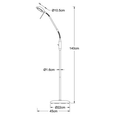 Candeeiro de pé STU 1xG9 Alt.140xD.45cm Níquel