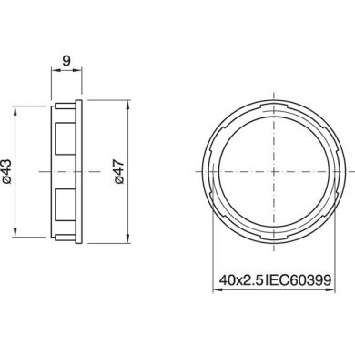 Anilha de abat-jour branca para suporte E27 roscado Alt.8, 5mm D.46, 4mm, em resina termoplástica