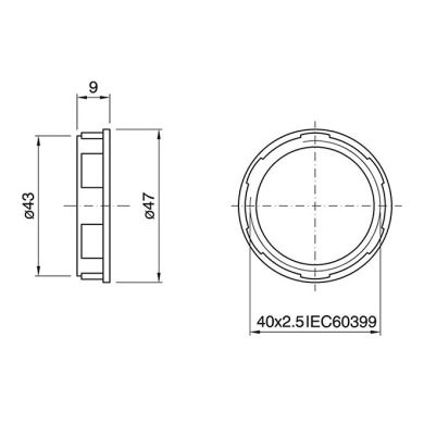 Gold shade ring for E27 threaded lampholder H.8, 5mm D.46, 4mm, in thermoplastic resin