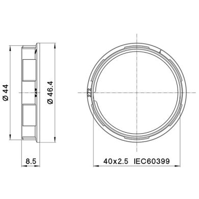 White painted shade ring for E27 threaded lampholder H.8, 5mm D.46, 4mm, in thermoplastic resin