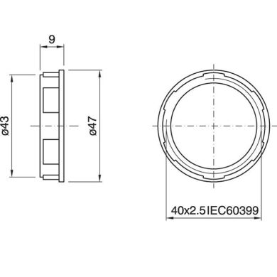 Anilha de abat-jour preta para suporte E27 roscado Alt.8, 5mm D.46, 4mm, em resina termoplástica