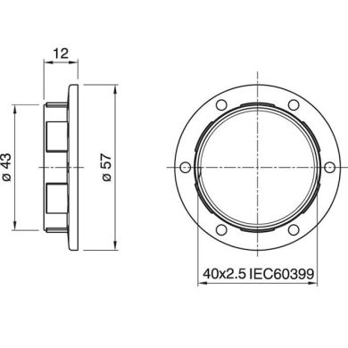 Anilha de abat-jour branca para suporte E27 roscado Alt.12mm D.57mm, em resina termoplástica