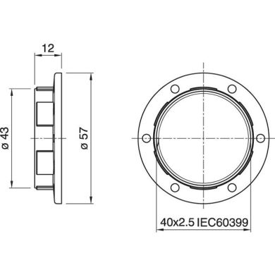 Anilha de abat-jour preta para suporte E27 roscado Alt.12mm D.57mm, em resina termoplástica