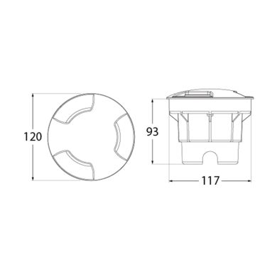 Ground Recessed Lamp CECI 1xGX23 3W CCT (3colors) switch IP67 H.9,3xD.12cm grey resin