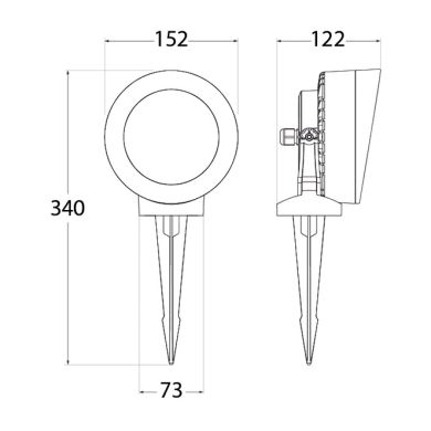 Pincho de Exterior TOMMY 1xGX53 10W con pulsador CCT (2colores) IP66 L.15,2xAn.12,2xAl.34cm negra