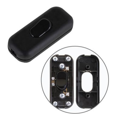 Black single pole rocker switch, in thermoplastic resin