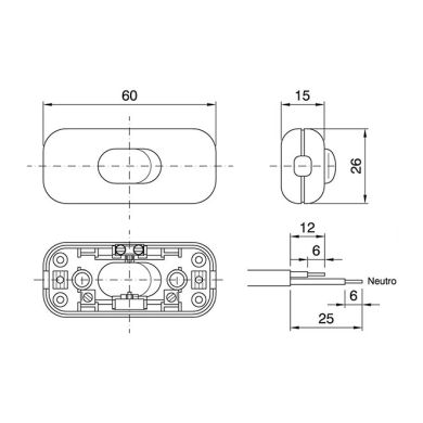 Interruptor blanco unipolar de mano sin abrazadera de cable, termoplástico