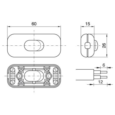 Transparent single pole rocker switch, in thermoplastic resin