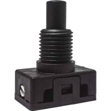 Black built in single-pole push button switch, H.30, 5mm sem chapéu, in thermoplastic resin