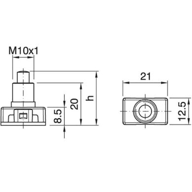 Black built in single-pole push button switch, H.30, 5mm sem chapéu, in thermoplastic resin