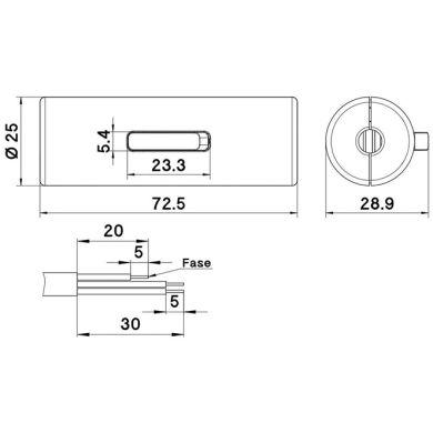 Interruptor unipolar cilíndrico reutilizable con terminal de tierra