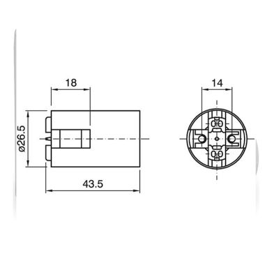 Black E14 2-pieces lampholder with plain outer shell, in thermoplastic resin