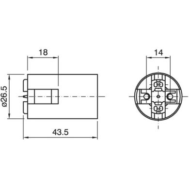 Suporte E14 de 2-peças branco liso, em resina termoplástica