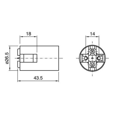 Gold E14 2-pieces lampholder with plain outer shell, in thermoplastic resin