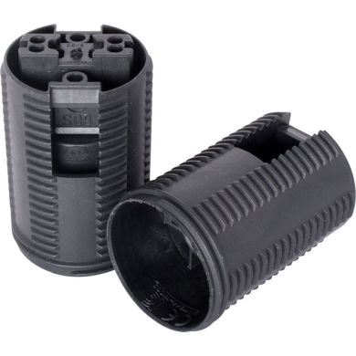 Black E14 2-pieces lampholder with threaded outer shell, in thermoplastic resin
