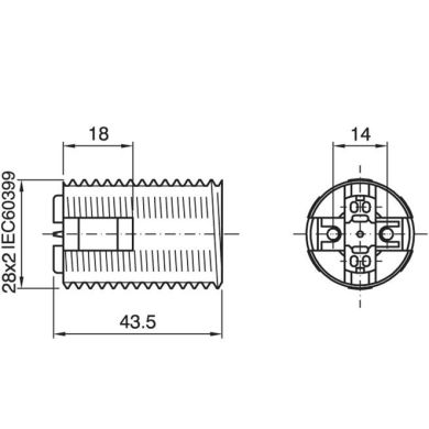 Gold E14 2-pieces lampholder with threaded outer shell, in thermoplastic resin