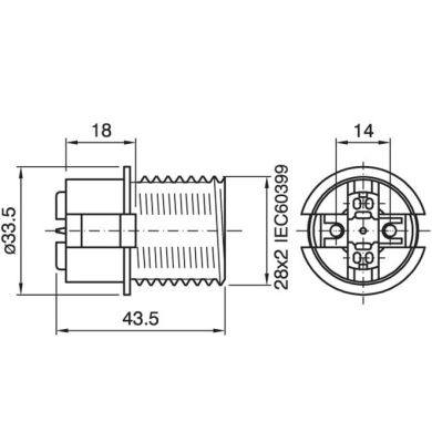 Portalámparas termoplástico de casquillo E14 de 2 piezas, con camisa semi roscada, en negro