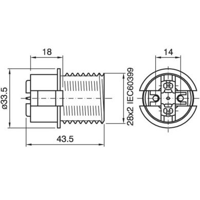 Suporte E14 de 2-peças branco meio roscado, em resina termoplástica