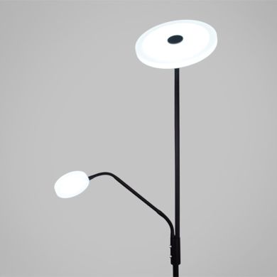 Candeeiro de pé BAYANI com braço de leitura 28W+6W LED 3000-6500K Alt.179xD.25cm preto