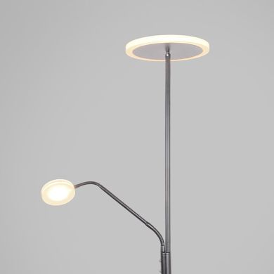 Candeeiro de pé BAYANI com braço de leitura 28W+6W LED 3000-6500K Alt.179xD.25cm niquel